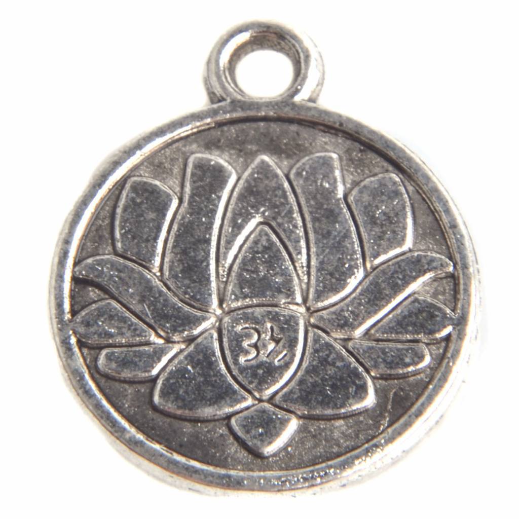 Bedel munt lotus bloem Zilver 18x15mm - 3 stuks-Kraaltjes van Renate