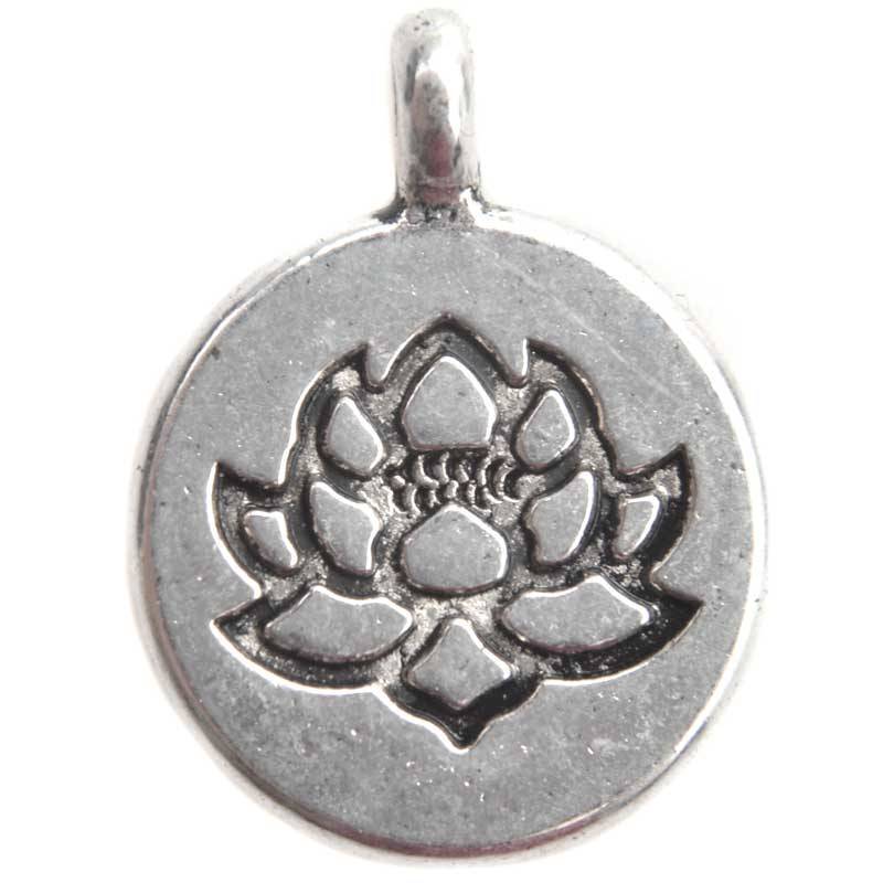 Bedel munt lotus bloem Zilver 20x15mm - 3 stuks-Kraaltjes van Renate