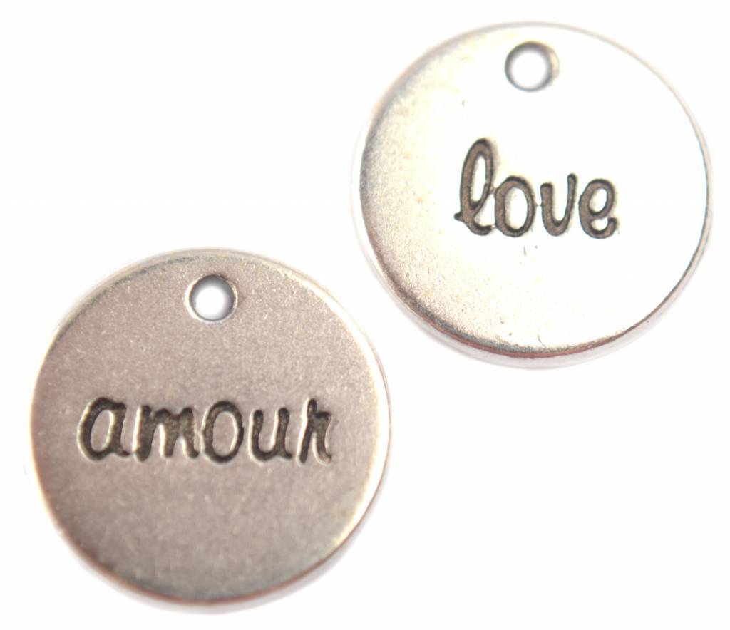 Bedel munt love amour zilver DQ 15mm-Kraaltjes van Renate