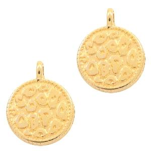 Bedel munt luipaard print Goud DQ 15x12mm-Kraaltjes van Renate
