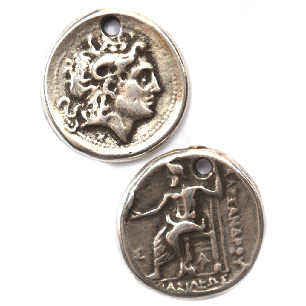 Bedel munt metaal zilver DQ 22mm-Kraaltjes van Renate
