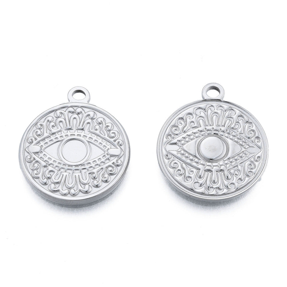 Bedel munt oog Stainless steel zilver 24mm-bedels-Kraaltjes van Renate