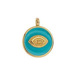 Bedel munt oog aqua 24K goud 19mm-bedels-Kraaltjes van Renate