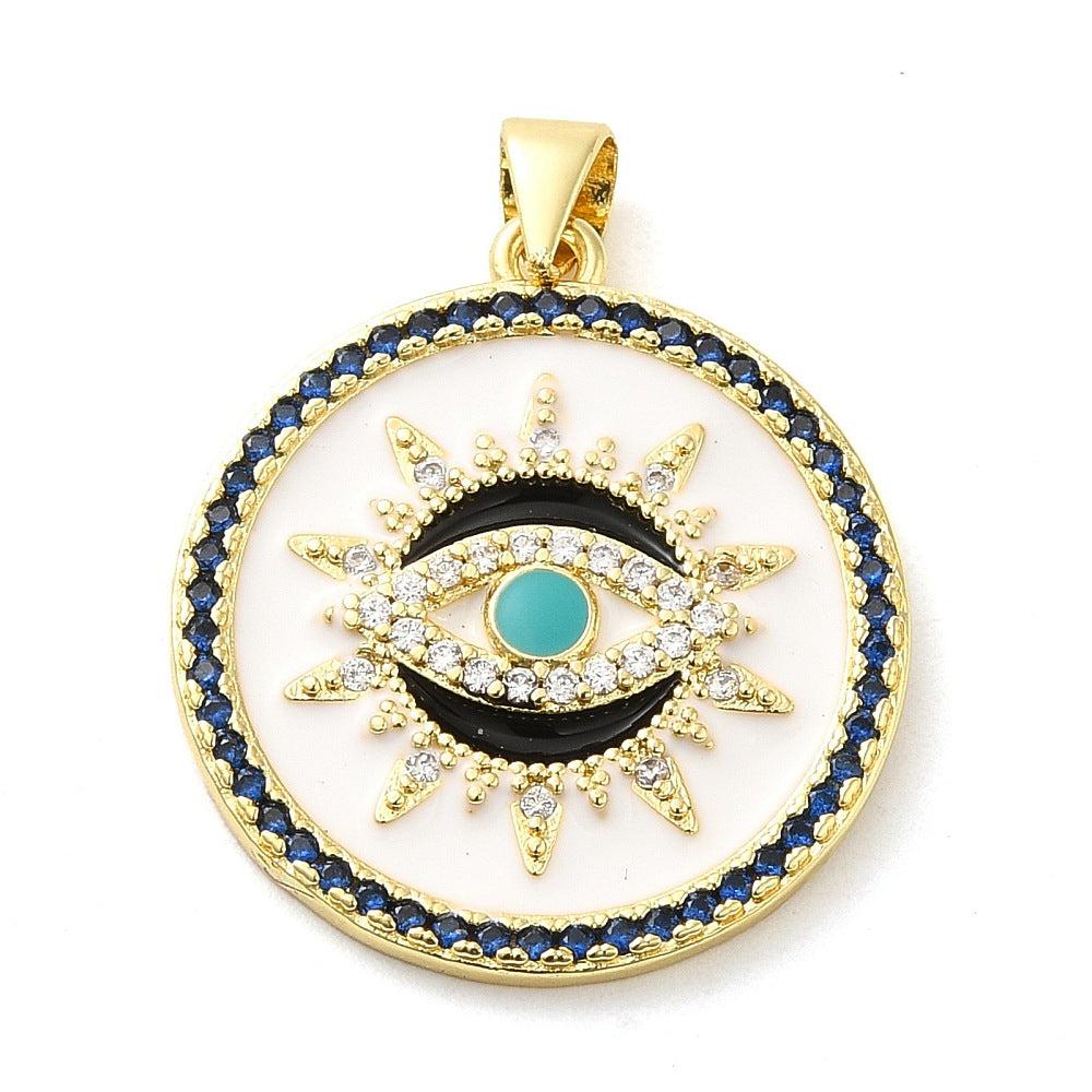 Bedel munt oog zirconia 18K wit/goud 25x22mm-bedels-Kraaltjes van Renate