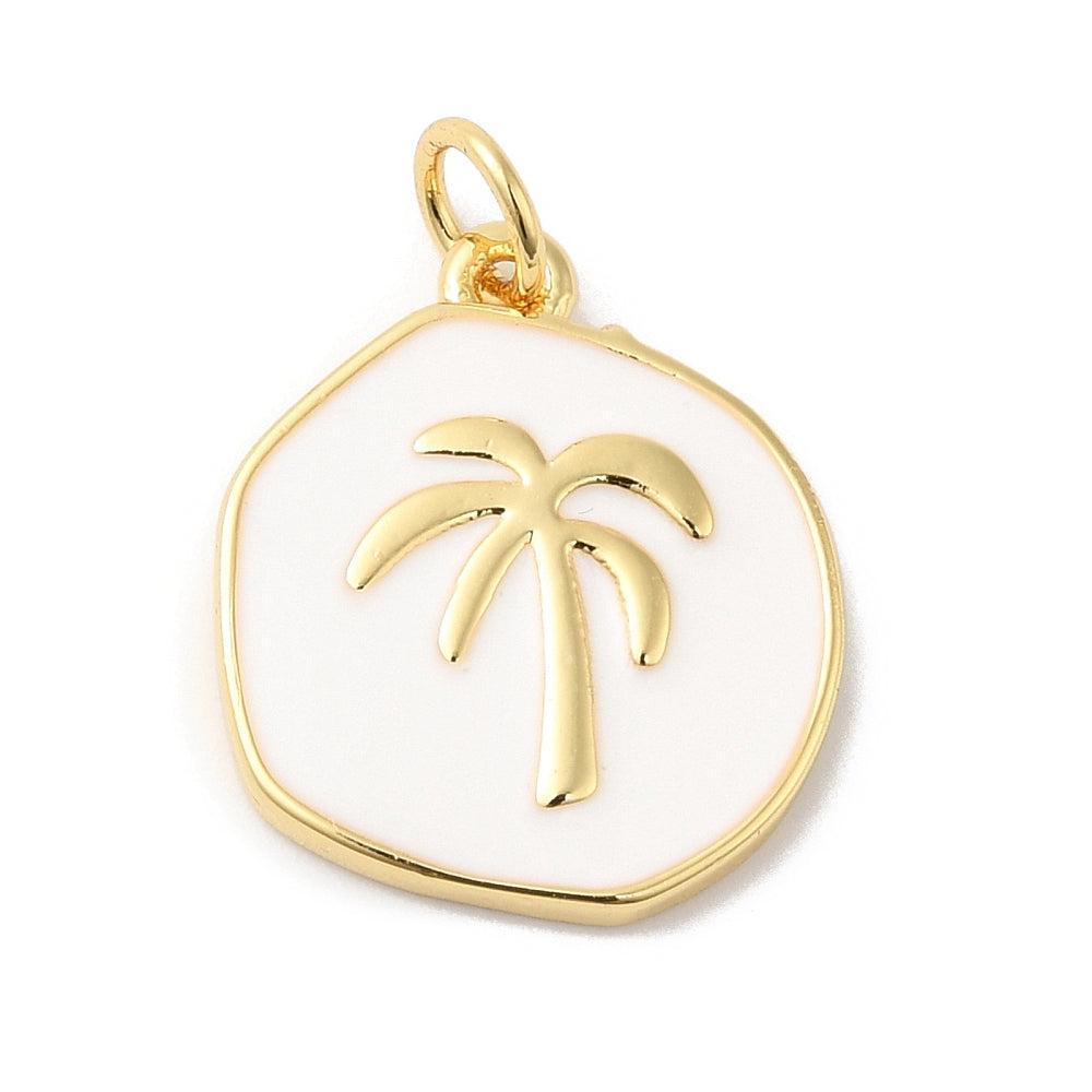 Bedel munt palmboom RVS 18K goud 18mm - per stuk-bedels-Kraaltjes van Renate