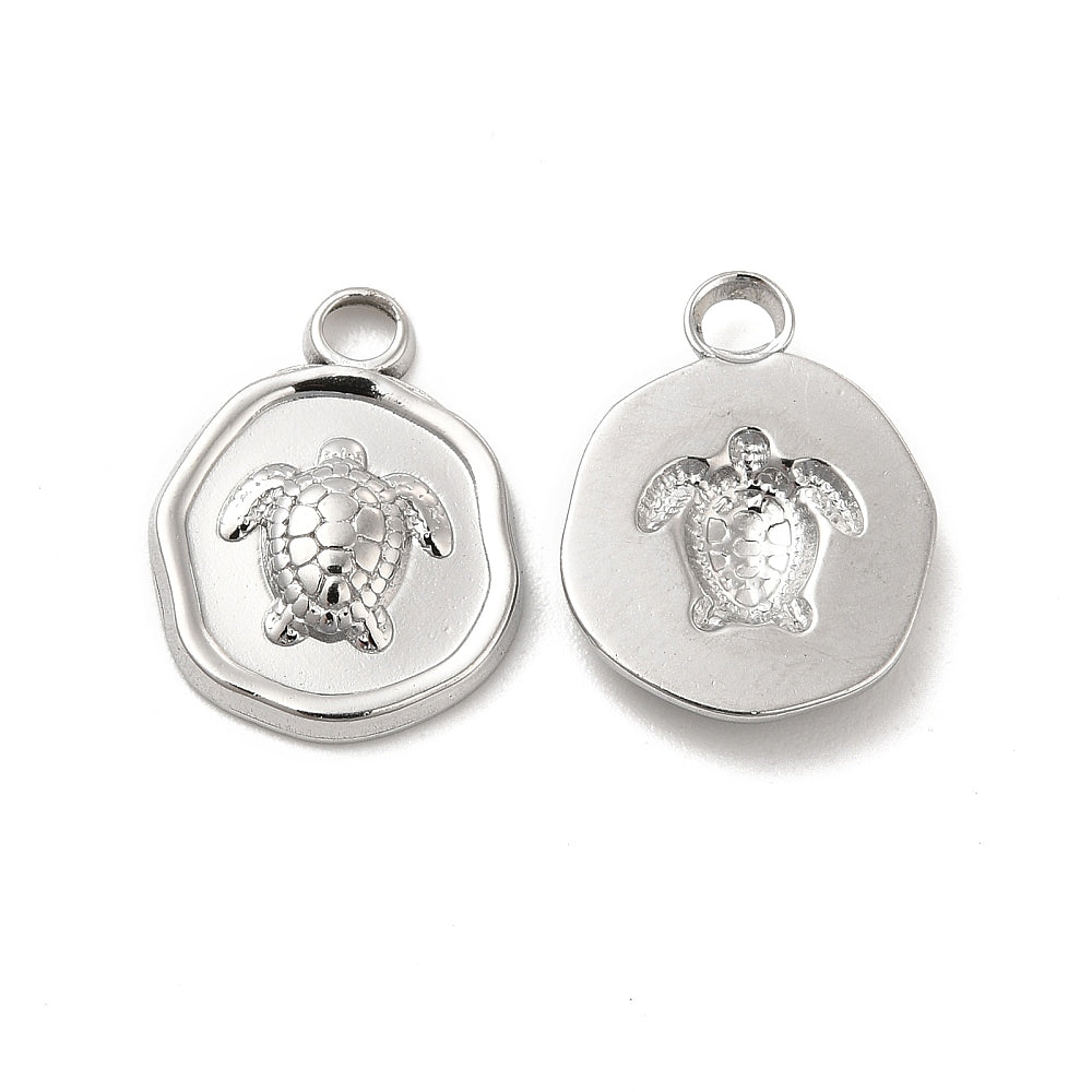 Bedel munt schildpad Stainless steel zilver 17mm-bedels-Kraaltjes van Renate