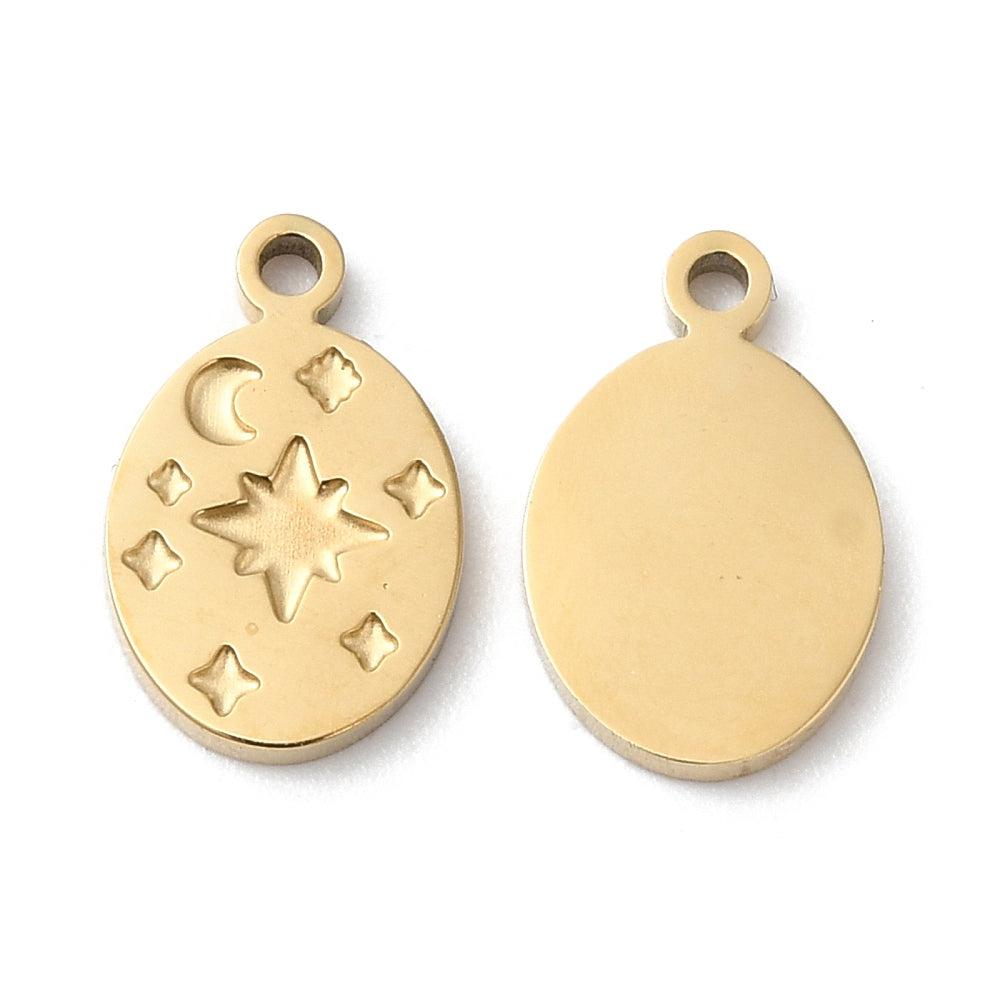 Bedel munt star Stainless steel 18k Goud 12mm-bedels-Kraaltjes van Renate