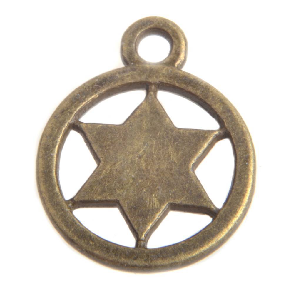 Bedel munt ster Brons 17x14mm - 3 stuks-Kraaltjes van Renate