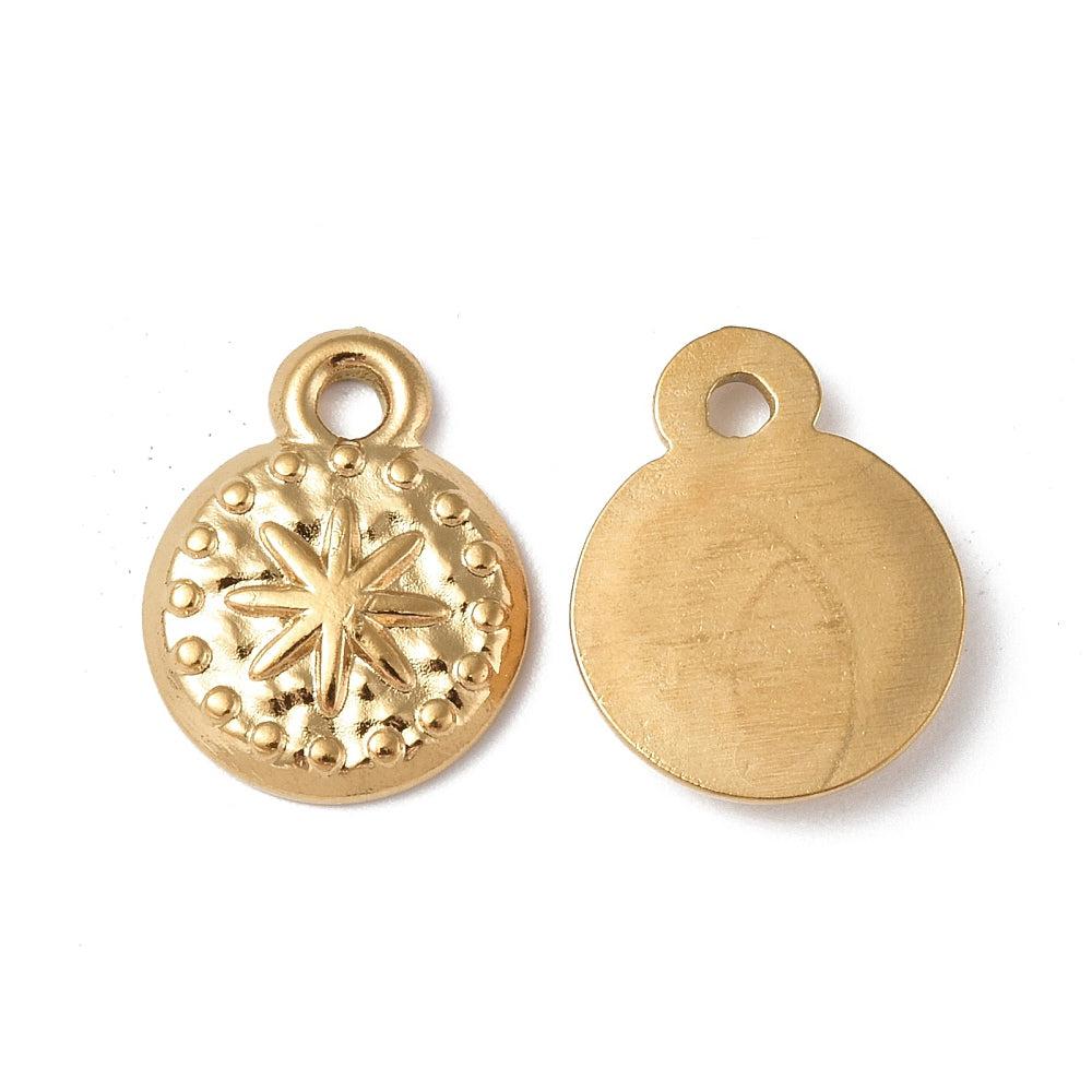 Bedel munt ster Stainless steel 18K gold 15mm-bedels-Kraaltjes van Renate