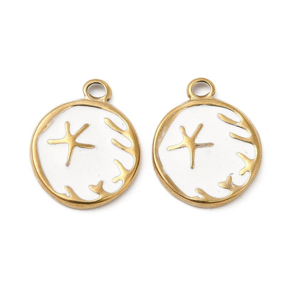 Bedel munt zee wit/goud 18K 19x15mm-bedels-Kraaltjes van Renate