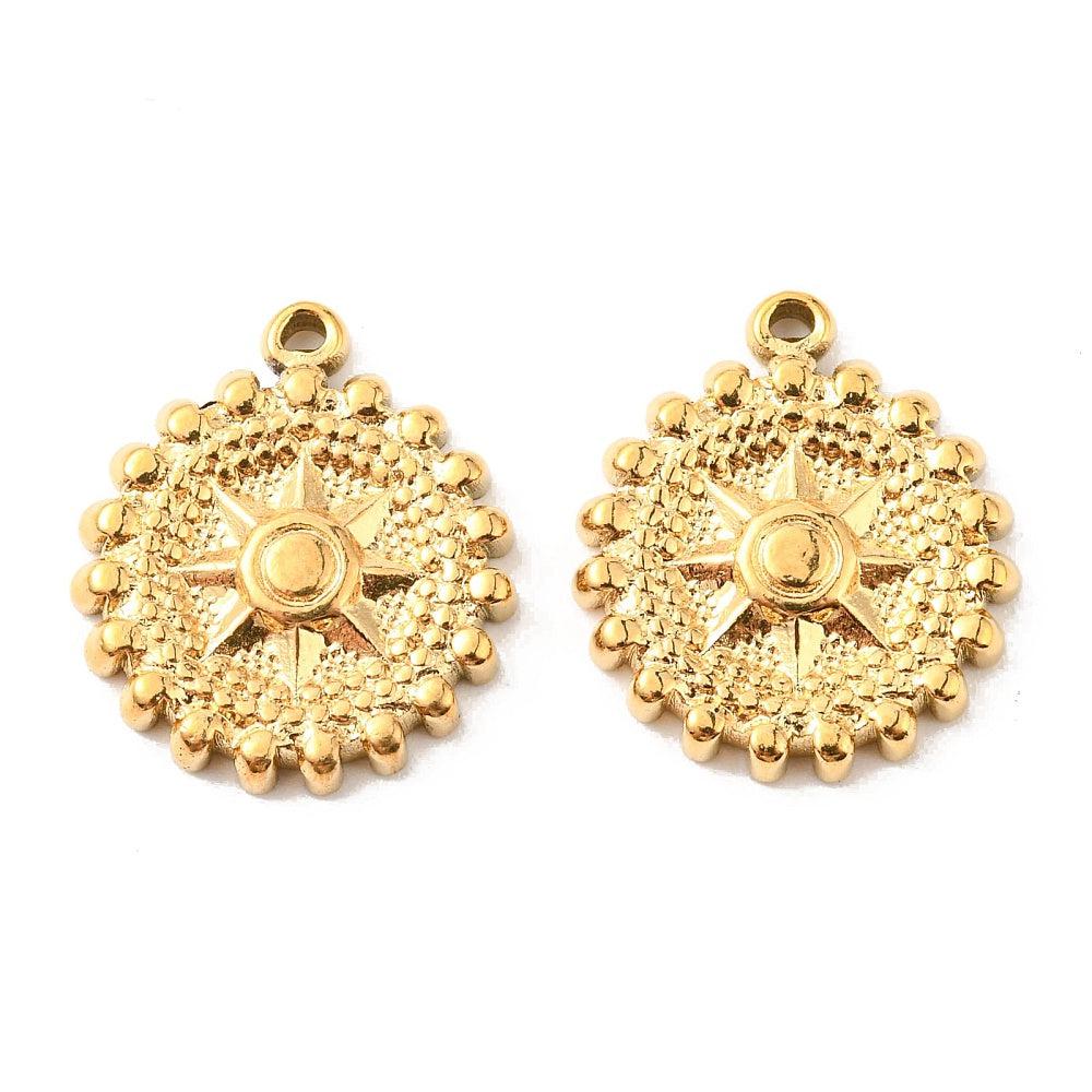 Bedel munt zon Stainless steel gold 18mm-bedels-Kraaltjes van Renate