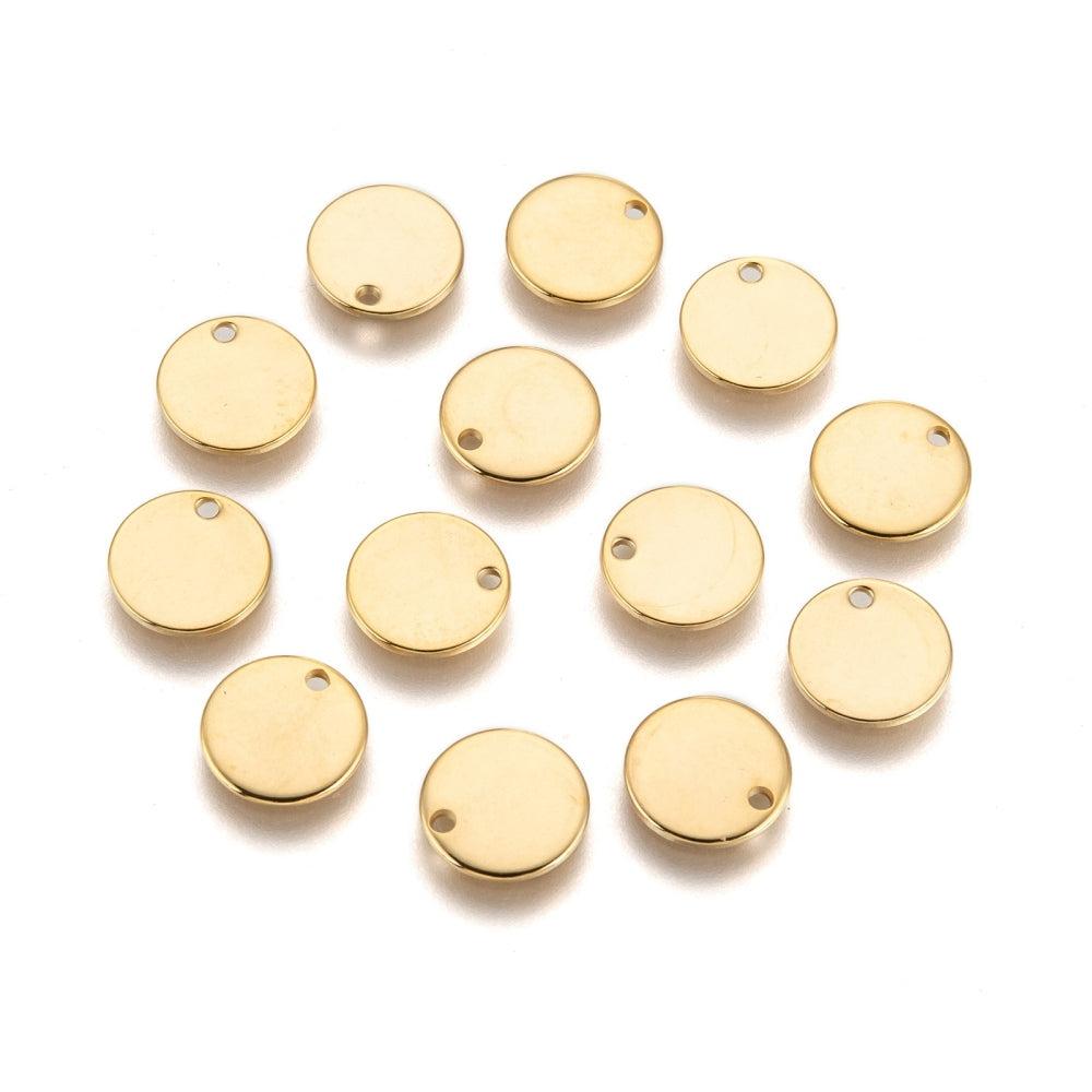 Bedel muntje RVS goud 10mm - per stuk-bedels-Kraaltjes van Renate