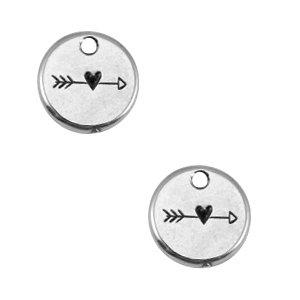 Bedel muntje arrow & heart Zilver DQ 12mm-Kraaltjes van Renate