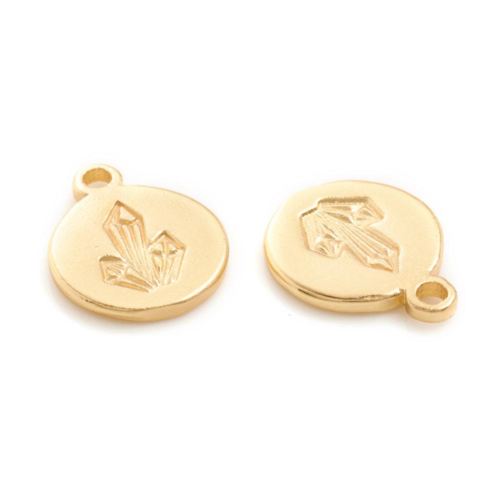 Bedel muntje gemstone goud 12x10x1.5mm- per 2-bedels-Kraaltjes van Renate