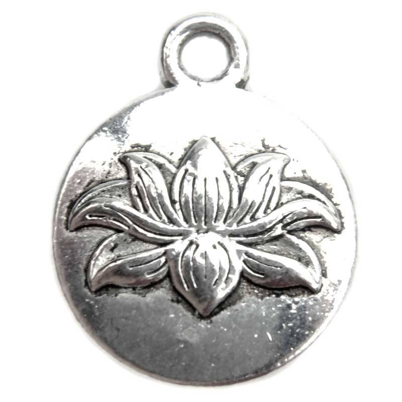 Bedel muntje lotus flower Zilver 16x13mm - 5 stuks-Kraaltjes van Renate