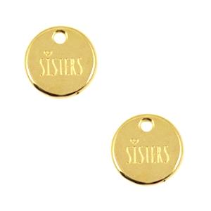 Bedel muntje 'sisters' Goud DQ 12mm-Kraaltjes van Renate