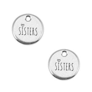 Bedel muntje 'sisters' Zilver DQ 12mm-Kraaltjes van Renate