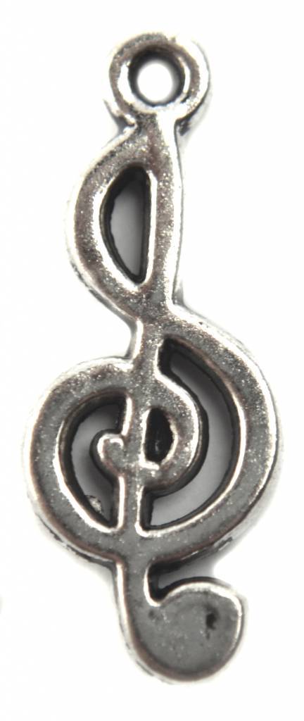Bedel muzieksleutel zilver 26x10mm - 8 stuks-Kraaltjes van Renate