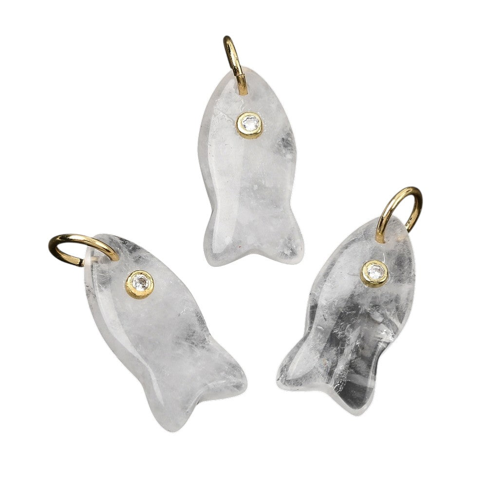 Bedel natural quartz vis goud 24mm - per stuk-bedels-Kraaltjes van Renate