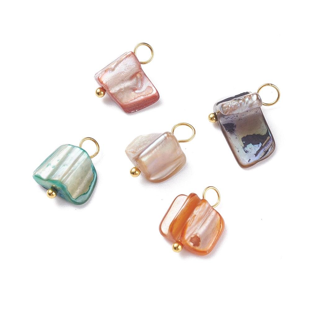 Bedel natuursteentje schelp gekleurd 14mm- per stuk-bedels-Kraaltjes van Renate