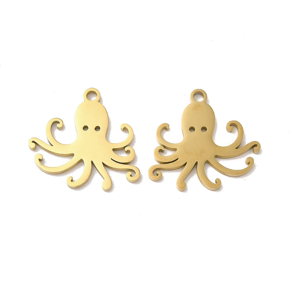 Bedel oceaan octopus goud RVS 19x20mm-bedels-Kraaltjes van Renate