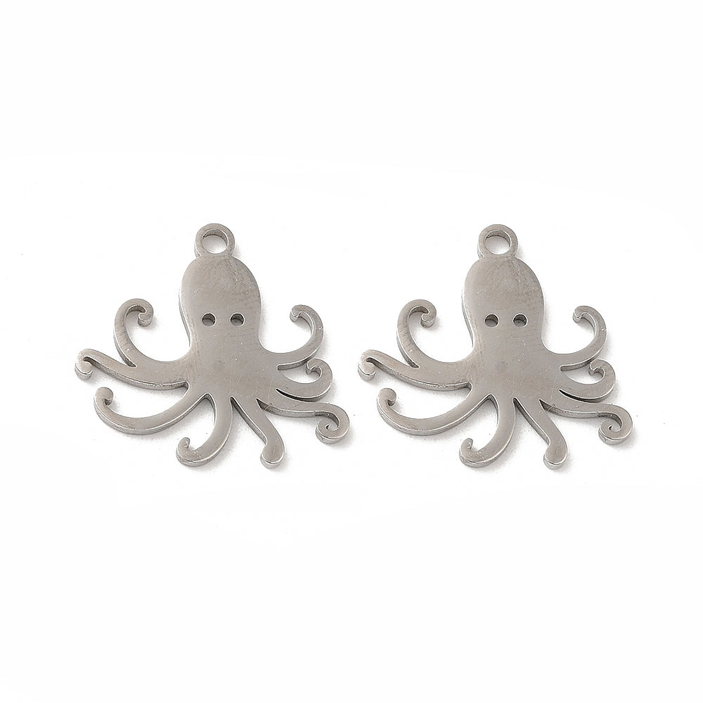 Bedel oceaan octopus zilver RVS 19x20mm-bedels-Kraaltjes van Renate