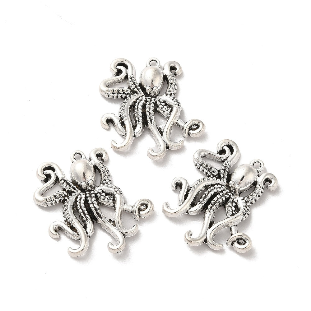 Bedel octopus zilver 34x32mm-bedels-Kraaltjes van Renate