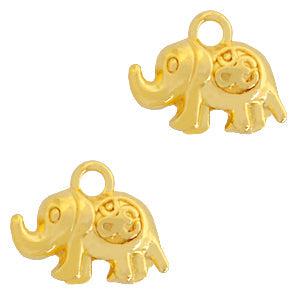 Bedel olifant met Ohm teken Goud DQ 14x10mm - per stuk-bedels-Kraaltjes van Renate