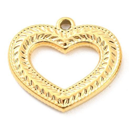 Bedel open hart Stainless steel 18K gold 18mm-bedels-Kraaltjes van Renate