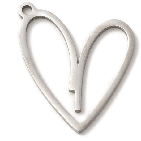 Bedel open hart Stainless steel zilver 27mm-bedels-Kraaltjes van Renate