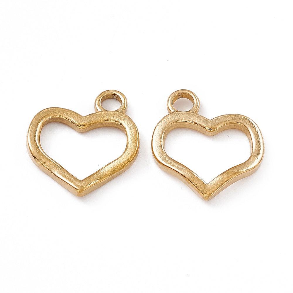 Bedel open hart goud 18K RVS 19x18mm-bedels-Kraaltjes van Renate