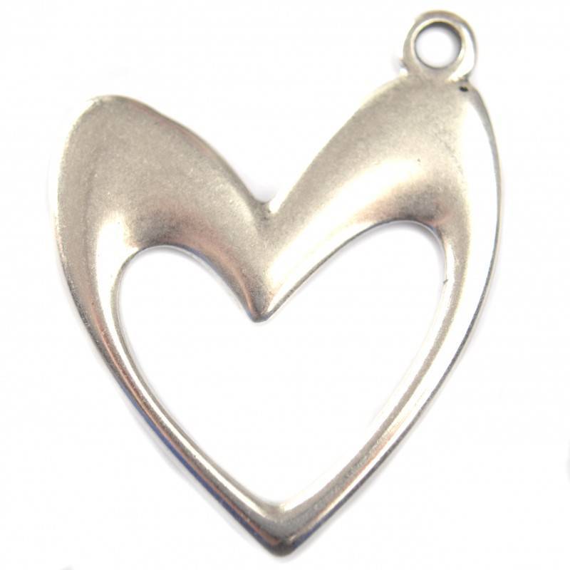 Bedel open hart metaal zilver DQ 36x41mm-Kraaltjes van Renate
