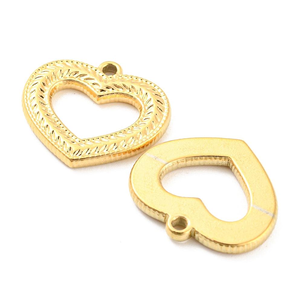 Bedel open hart relief goud 18K RVS 16x18mm-bedels-Kraaltjes van Renate