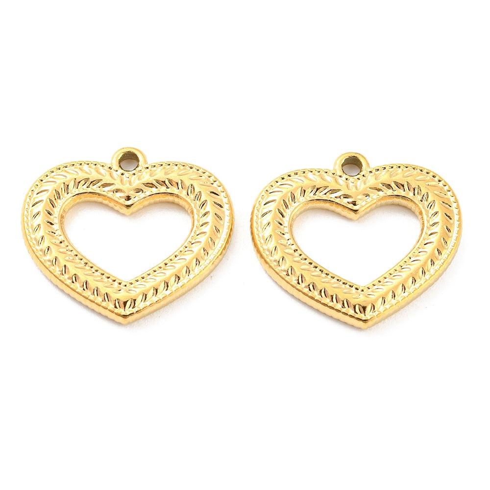 Bedel open hart relief goud 18K RVS 16x18mm-bedels-Kraaltjes van Renate
