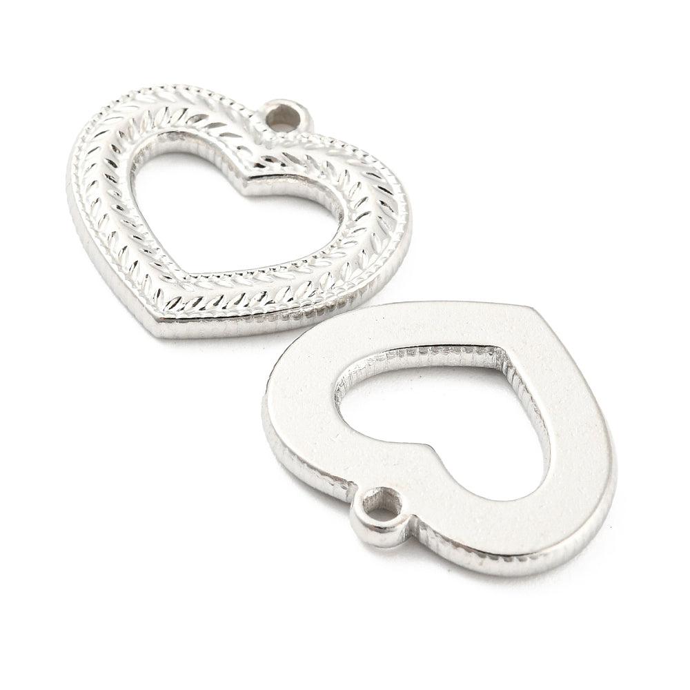 Bedel open hart relief zilver RVS 16x18mm-bedels-Kraaltjes van Renate