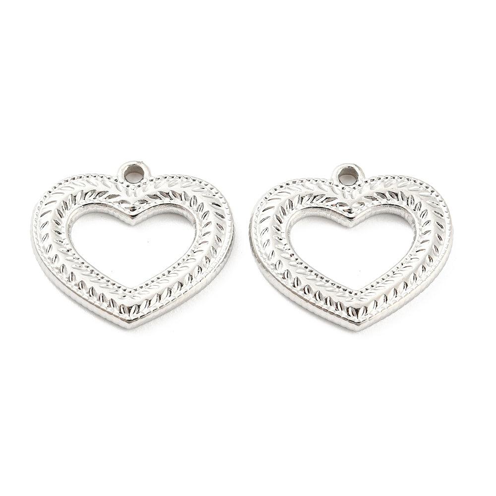 Bedel open hart relief zilver RVS 16x18mm-bedels-Kraaltjes van Renate