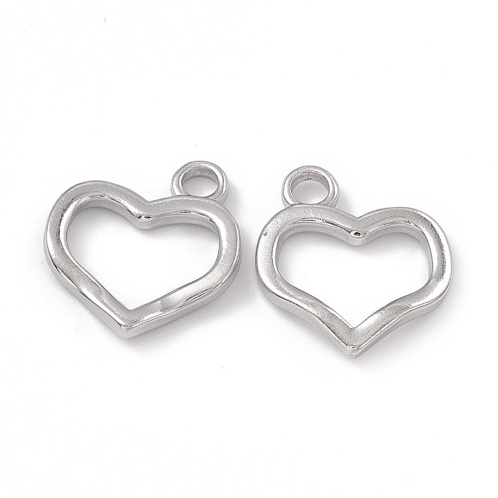 Bedel open hart zilver RVS 19x18mm-bedels-Kraaltjes van Renate