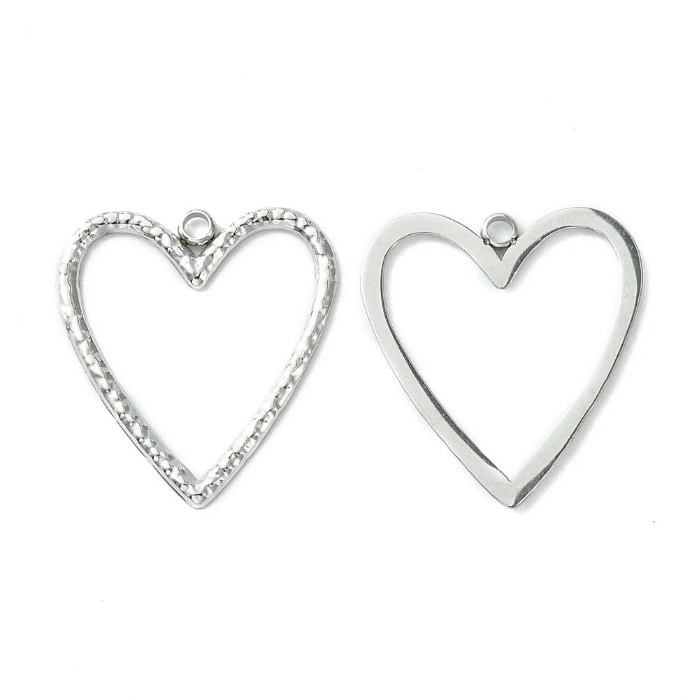 Bedel open hart zilver RVS 20x17mm-bedels-Kraaltjes van Renate