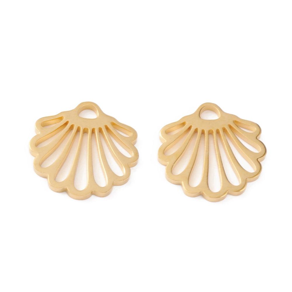 Bedel open schelp Stainless steel 18k Goud 15mm-bedels-Kraaltjes van Renate