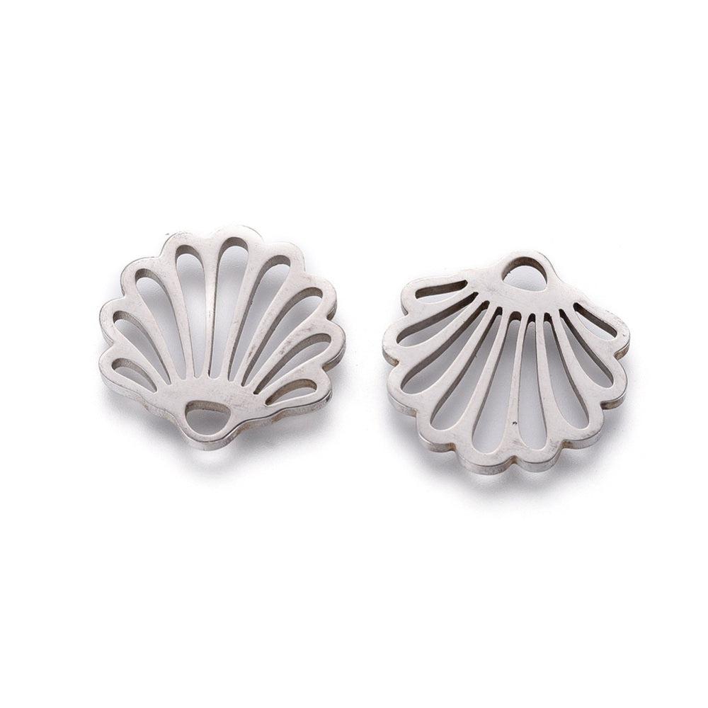 Bedel open schelp Stainless steel zilver 15mm-bedels-Kraaltjes van Renate