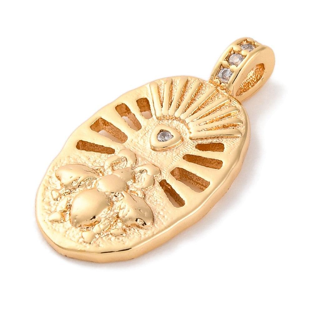 Bedel ovaal bij zirconia 18K Gold plated 23x12mm - per stuk-bedels-Kraaltjes van Renate