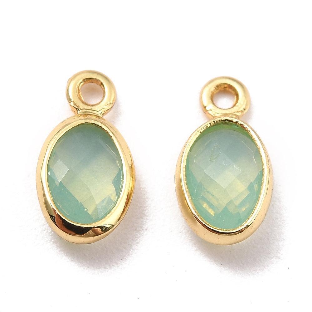 Bedel ovaal glas/goud 18K 9mm- per stuk-bedels-Kraaltjes van Renate