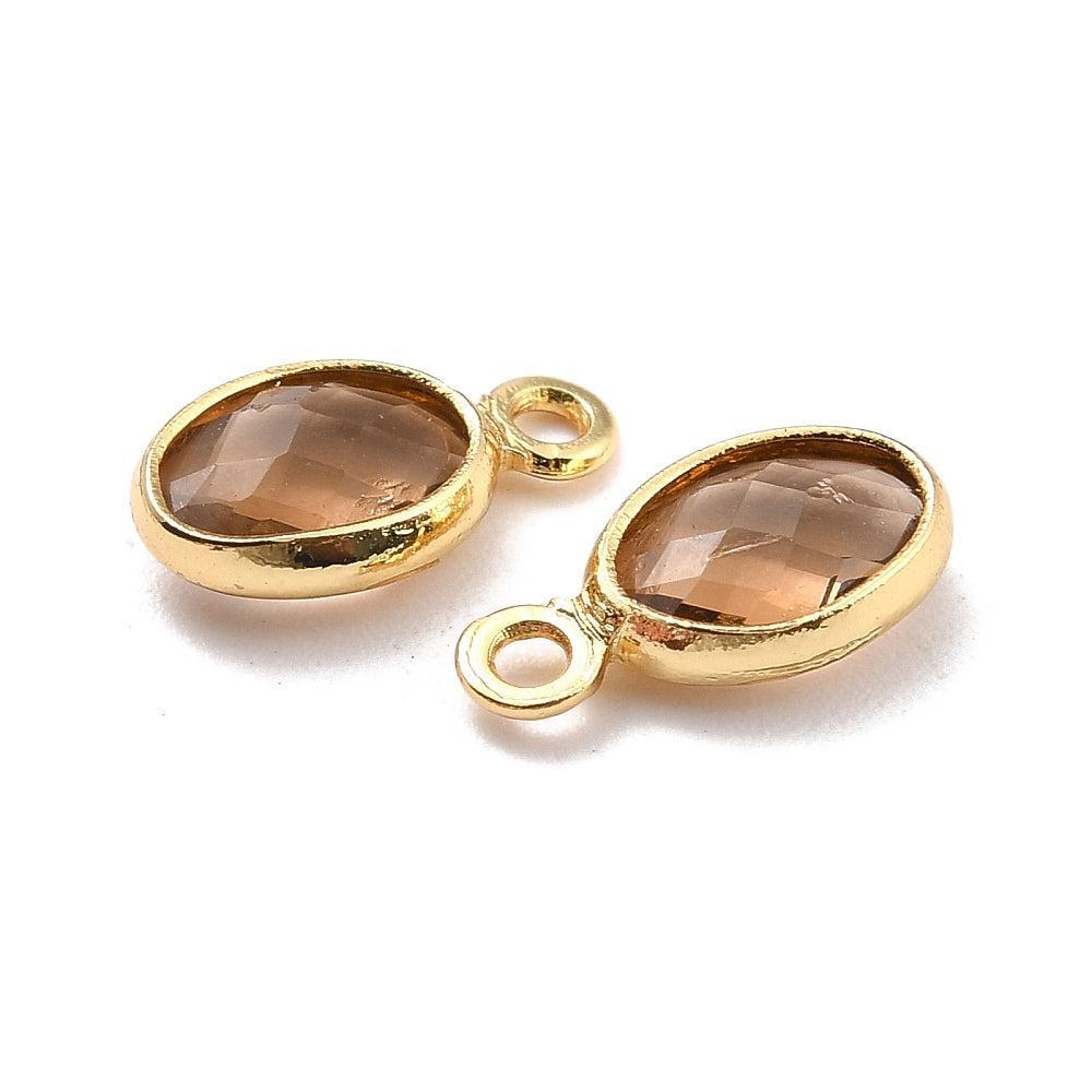 Bedel ovaal goud / bruin 18K 9mm - per stuk-bedels-Kraaltjes van Renate