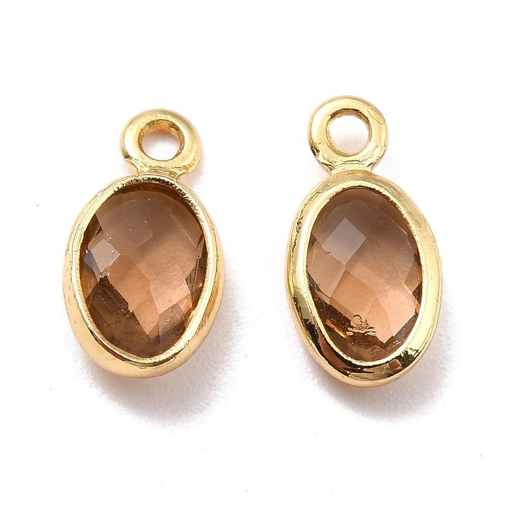 Bedel ovaal goud / bruin 18K 9mm - per stuk-bedels-Kraaltjes van Renate