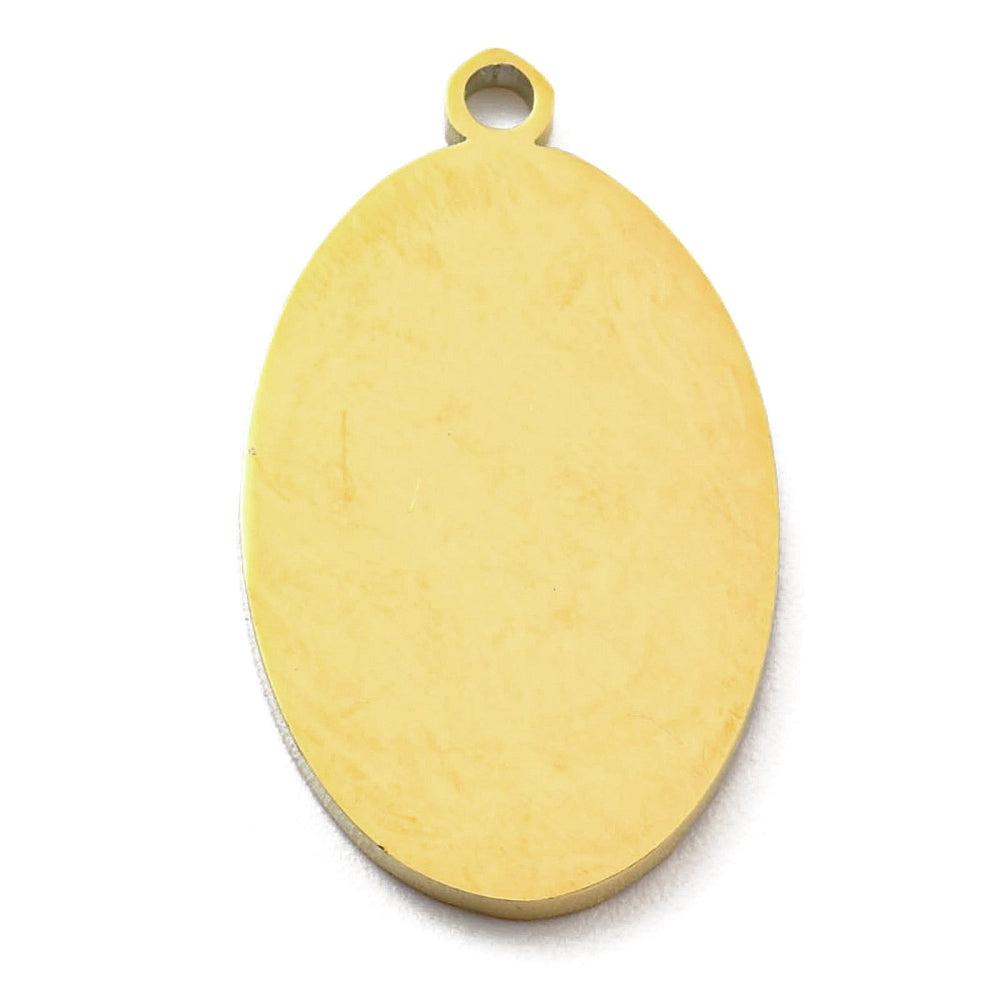 Bedel ovaal hart stralen goud 18K RVS 20x12mm-bedels-Kraaltjes van Renate