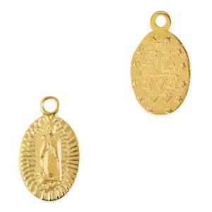 Bedel ovaal religieus Goud DQ 16x10mm - per stuk-bedels-Kraaltjes van Renate