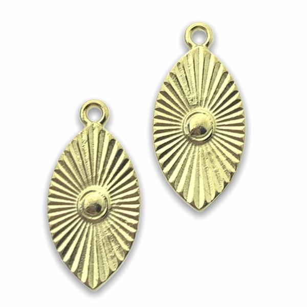 Bedel ovaal stralen Goud 24kr DQ 11x23mm-Kraaltjes van Renate
