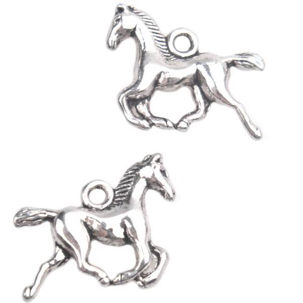 Bedel paard in galop Zilver 14x19mm - 4 stuks-Kraaltjes van Renate