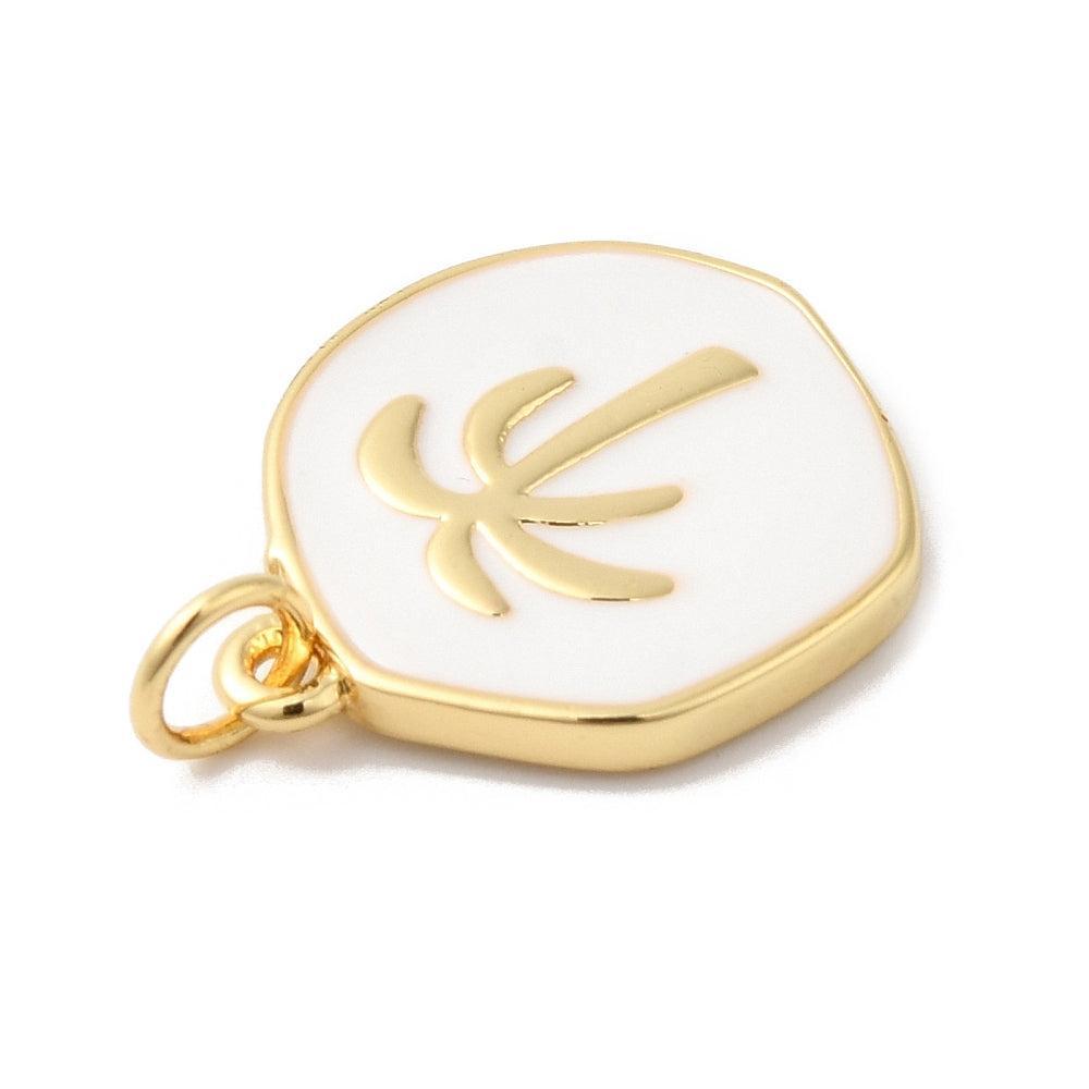 Bedel rond palmboom goud 18K gold plated 15.5x18mm-bedels-Kraaltjes van Renate