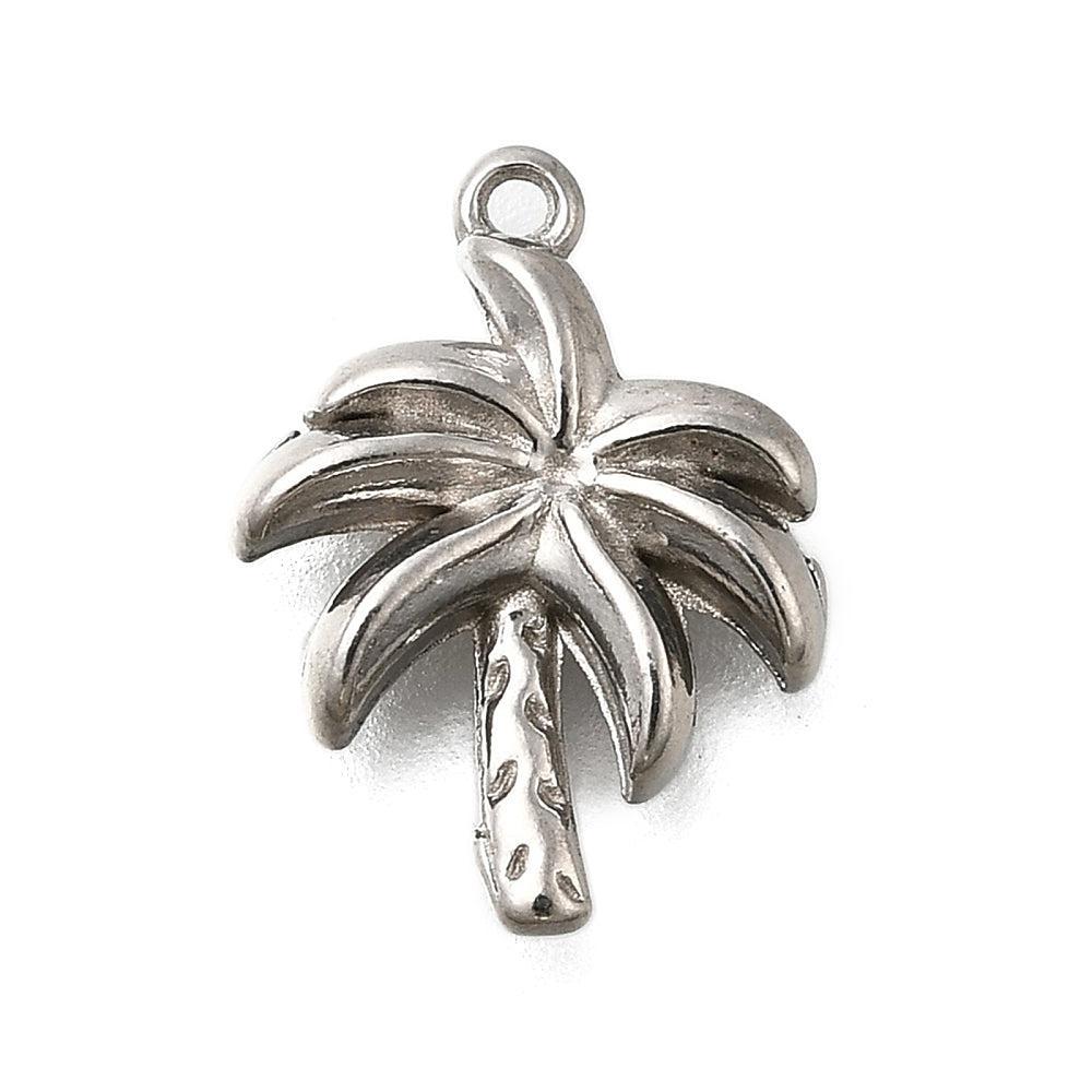 Bedel palmboom RVS zilver 14,5mm- per stuk-bedels-Kraaltjes van Renate